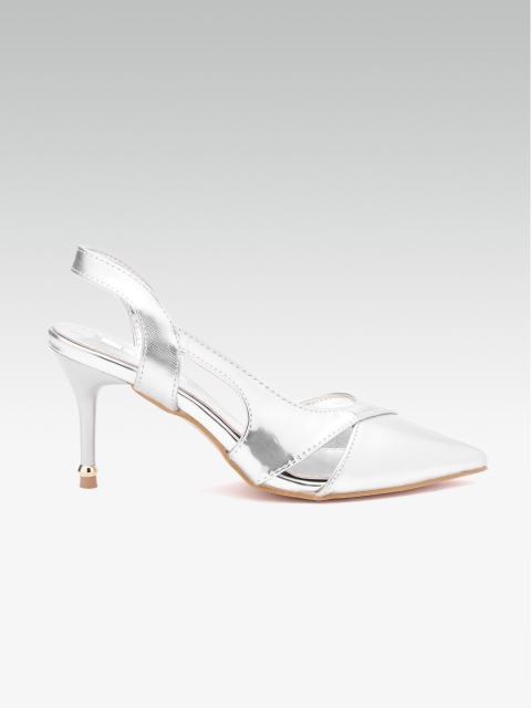 

ELLE Women Silver-Toned Solid Pumps