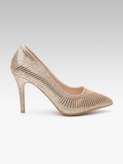 

ELLE Women Gold-Toned Solid Pumps