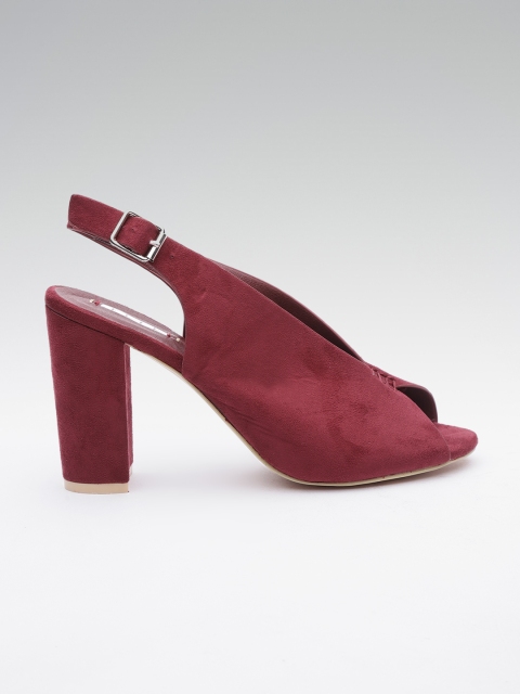 

ELLE Women Maroon Solid Suede Finish Peep Toes