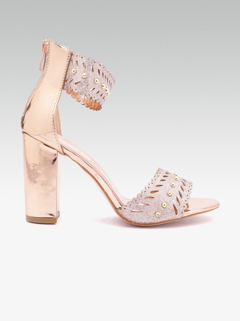 

ELLE Women Rose Gold-Toned Embellished Heels