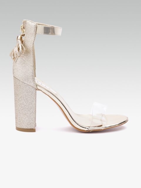 

ELLE Women Transparent & Gold-Toned Solid Mid-Top Heels