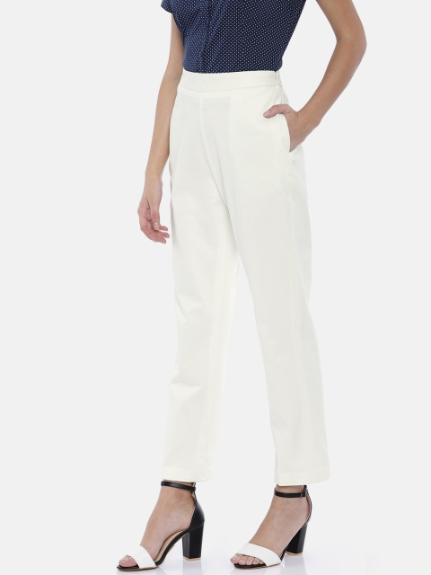

Allen Solly Woman Women Off-White Regular Fit Solid Formal Trousers