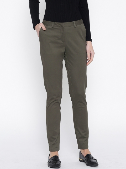 

Allen Solly Woman Olive Green Regular Fit Solid Formal Trousers