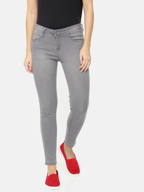 

Kraus Jeans Women K4032 Grey Super Skinny Fit Mid-Rise Clean Look Stretchable Jeans