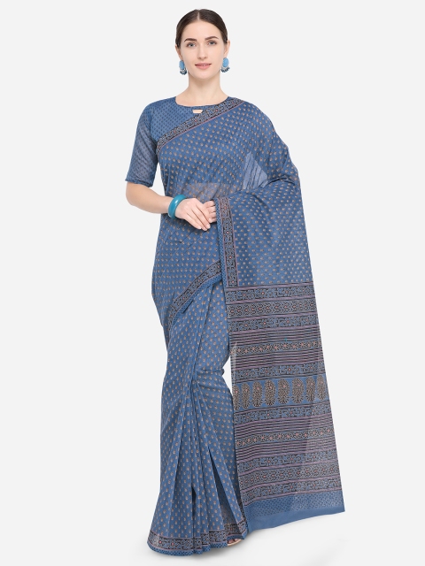 

Saree Swarg Blue Printed Pure Cotton Saree
