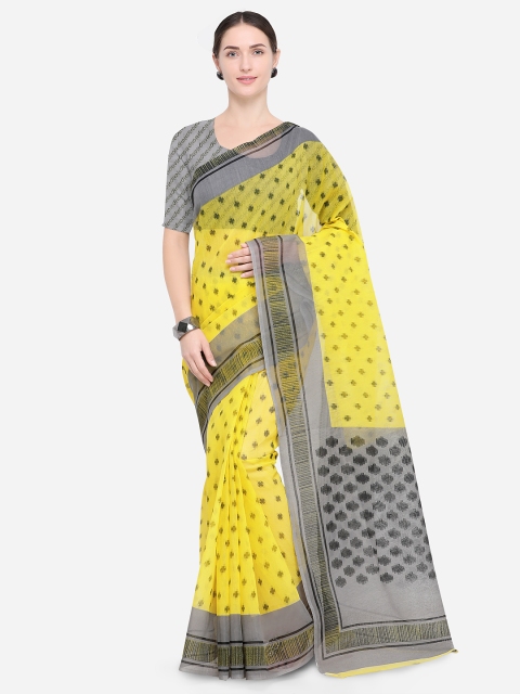 

Saree Swarg Yellow & Grey Pure Cotton Printed Saree