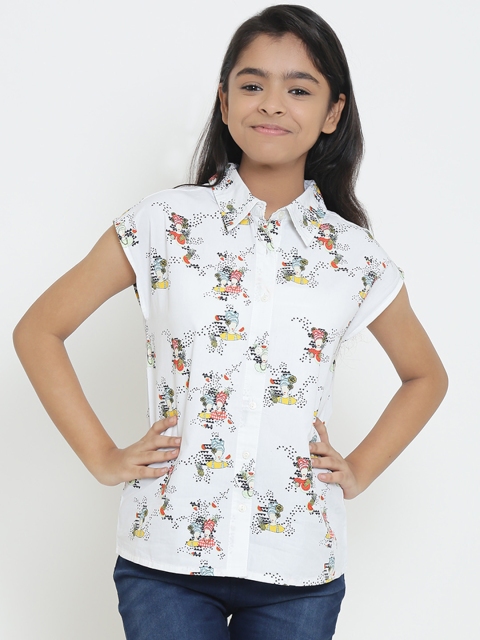 

Natilene Girls Off-White Regular Fit Printed Casual Shirt