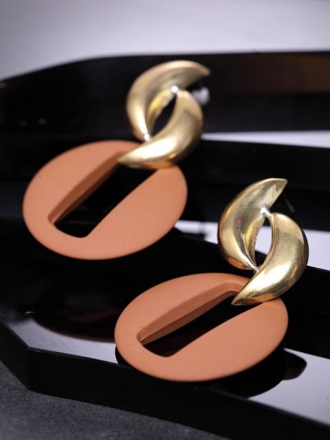 

DIVA WALK Gold-Plated & Peach-Coloured Contemporary Handcrafted Drop Earrings