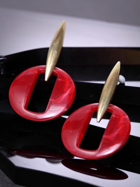 

DIVA WALK Gold-Plated & Red Contemporary Handcrafted Drop Earrings
