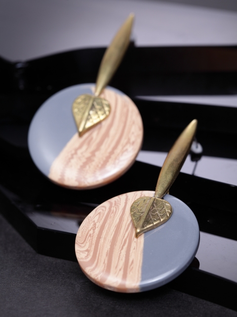 

DIVA WALK Gold-Plated Grey Handcrafted Circular Drop Earrings