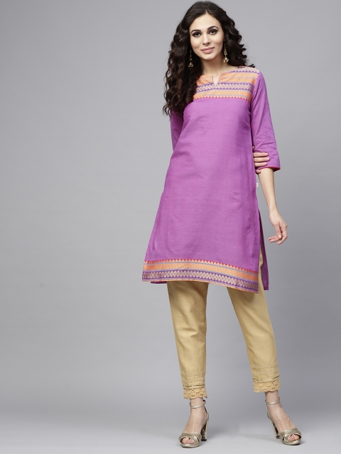 

Juniper Women Purple Solid Straight Kurta