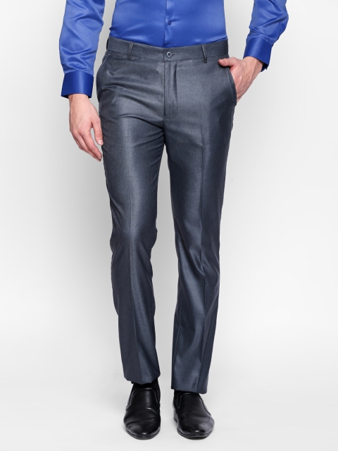 

Solemio Men Grey Slim Fit Solid Formal Trousers