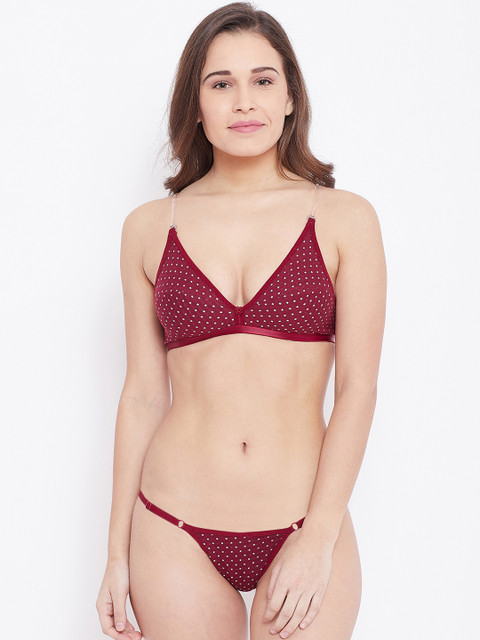

N-Gal Maroon Printed Bikini Lingerie Set NTDLS02
