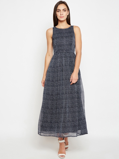 

Nun Women Blue Striped Fit and Flare Dress