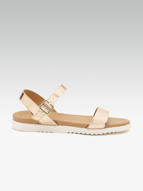 

Carlton London Women Rose Gold-Toned Solid Open Toe Flats