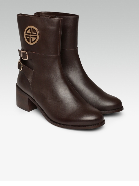 

Carlton London Women Brown Solid Heeled Boots