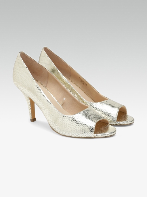 

Carlton London Women Gold-Toned Solid Peep Toes