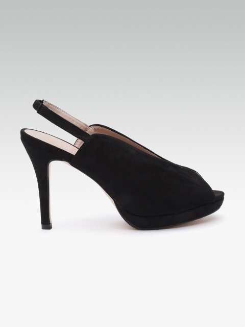 

Carlton London Women Black Solid Heeled Peep Toes