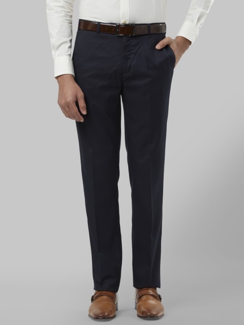 

Raymond Men Blue Slim Fit Solid Formal Trousers