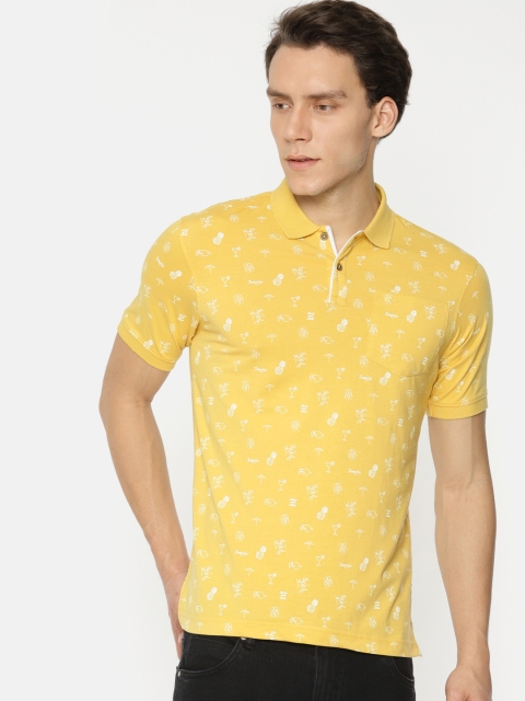 

Park Avenue Men Yellow Printed Polo Collar T-shirt