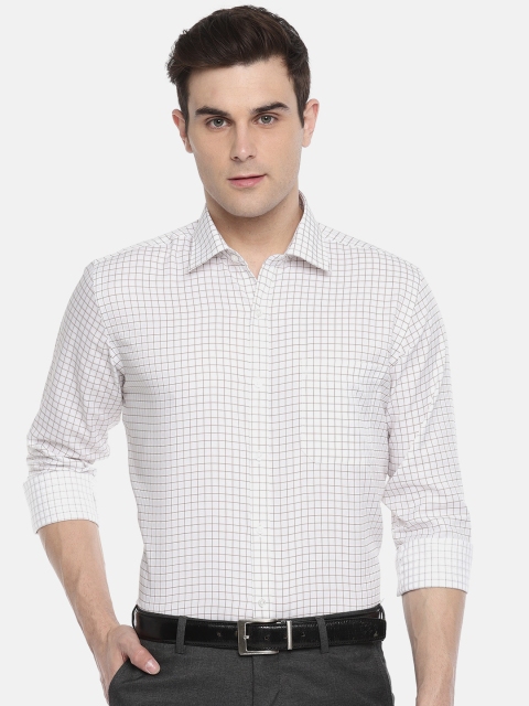 

Raymond Men Off-White & Brown Regular Fit Checked Formal Shirt