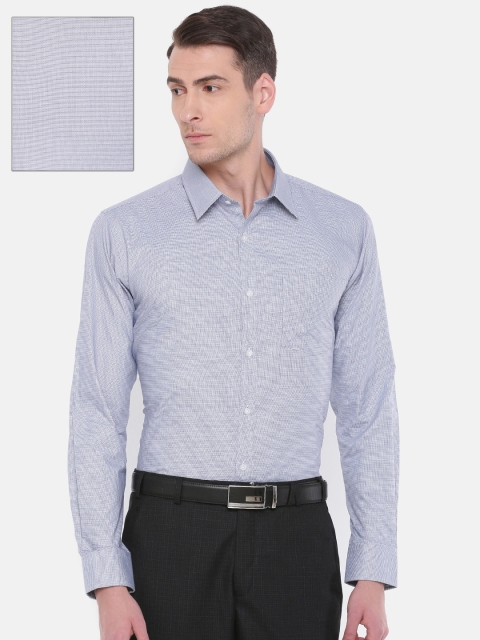 

Park Avenue Men Off-White & Navy Blue Slim Fit Self Design Formal Shirt