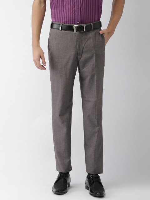 

Park Avenue Men Grey Slim Fit Self Design Formal Trousers
