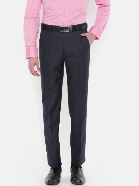 

Park Avenue Men Navy Blue Super Slim Fit Solid Formal Trousers
