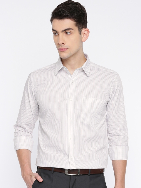 

Park Avenue Men White Slim Fit Striped Formal Shirt