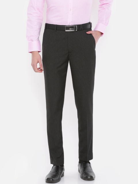 

Park Avenue Men Black Regular Fit Checked Formal Trousers