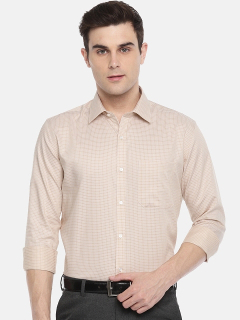

Raymond Men Beige Regular Fit Checked Formal Shirt