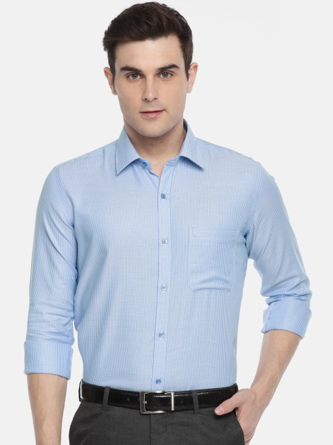 

Raymond Men Blue & White Regular Fit Self Design Formal Shirt