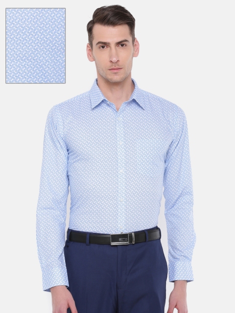 

Park Avenue Men White & Blue Slim Fit Printed Formal Shirt