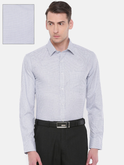 

Park Avenue Men Blue & White Regular Fit Self Design Formal Shirt