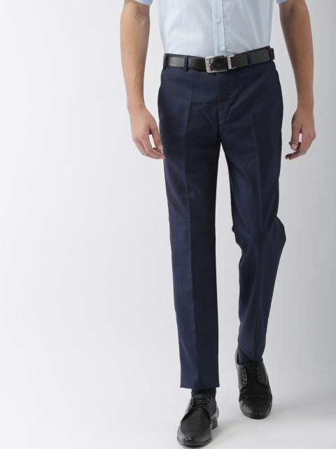 

Park Avenue Men Navy Blue Super Slim Fit Self Design Formal Trousers