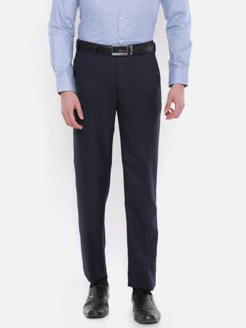 

Park Avenue Men Navy Super Slim Fit Solid Formal Trousers, Navy blue