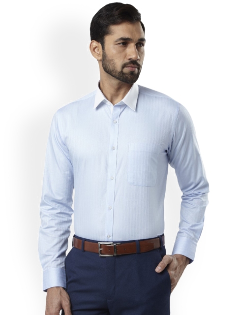 

Raymond Men Blue Regular Fit Striped Formal Shirt