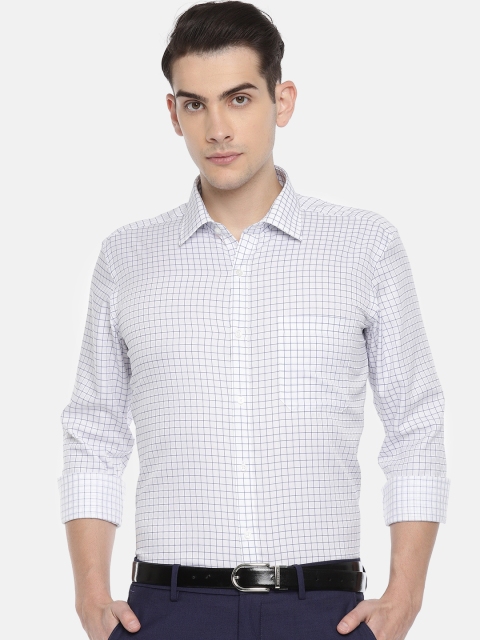 

Raymond Men White & Blue Regular Fit Checked Formal Shirt