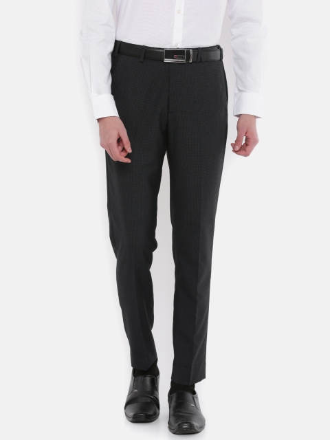 

Park Avenue Men Navy Blue Neo-Slim Fit Checked Formal Trousers