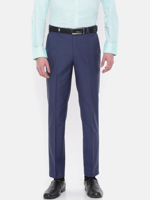 

Park Avenue Men Blue Regular Fit Self-Design Formal Trousers