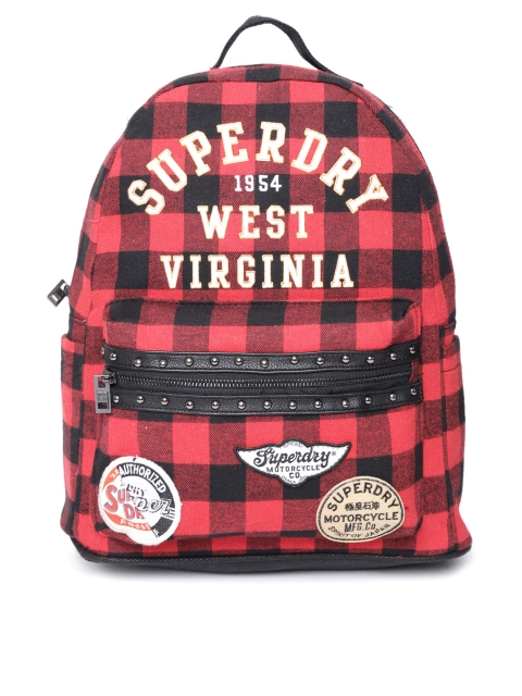 

Superdry Women Red & Black Checked Backpack