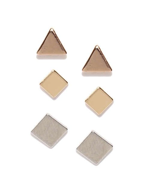 

Accessorize Set of 3 Geometric Studs, Gold