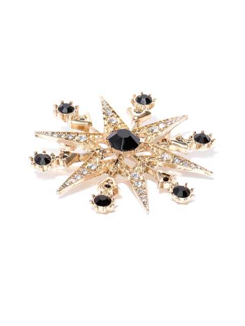 

Accessorize Gold-Toned & Black Embellished Star-Shaped Brooch