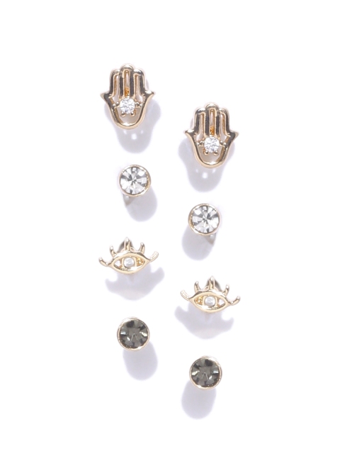 

Accessorize Gold-Toned & Silver-Toned Set of 4 Contemporary Studs