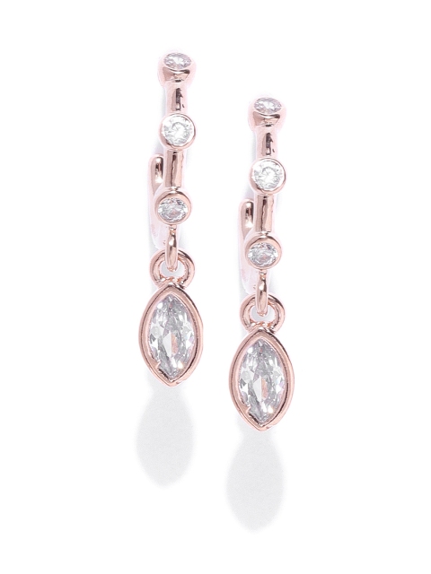 

Accessorize Rose Gold-Toned CZ Stone-Studded Geometric Half-Hoop Earrings