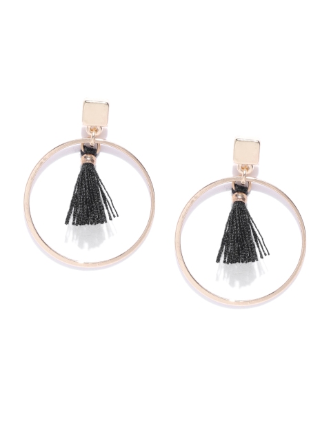 

Accessorize Gold-Toned & Black Circular Drop Earrings