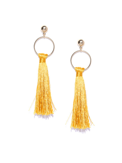 

Accessorize Yellow & Gold-Toned Contemporary Tasselled Drop Earrings