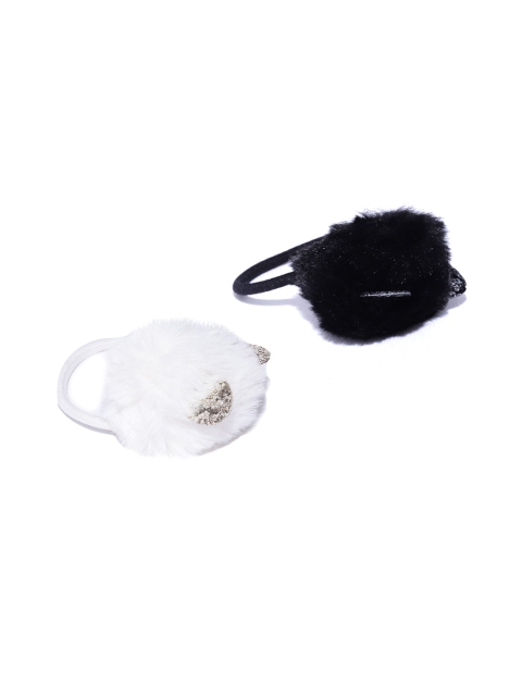 

Accessorize Women Set of 2 Pom-Pom Detail Ponytail Holders, Black
