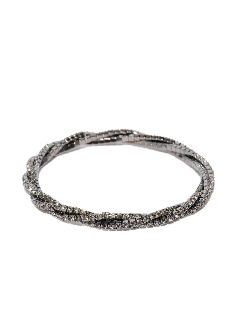 

Accessorize Gunmetal-Toned Stone Studded Elasticated Bracelet, Metallic