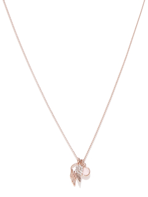 

Accessorize Rose Gold-Toned Stone Studded Necklace with Swarovski Crystals